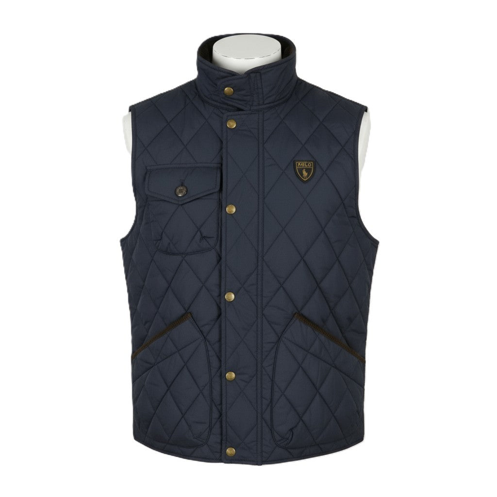 RALPH LAUREN Beaton Men Waistcoat S Blue Corduroy Trimmed Quilted Logo RRP310