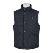 RALPH LAUREN Beaton Men Waistcoat S Blue Corduroy Trimmed Quilted Logo RRP310