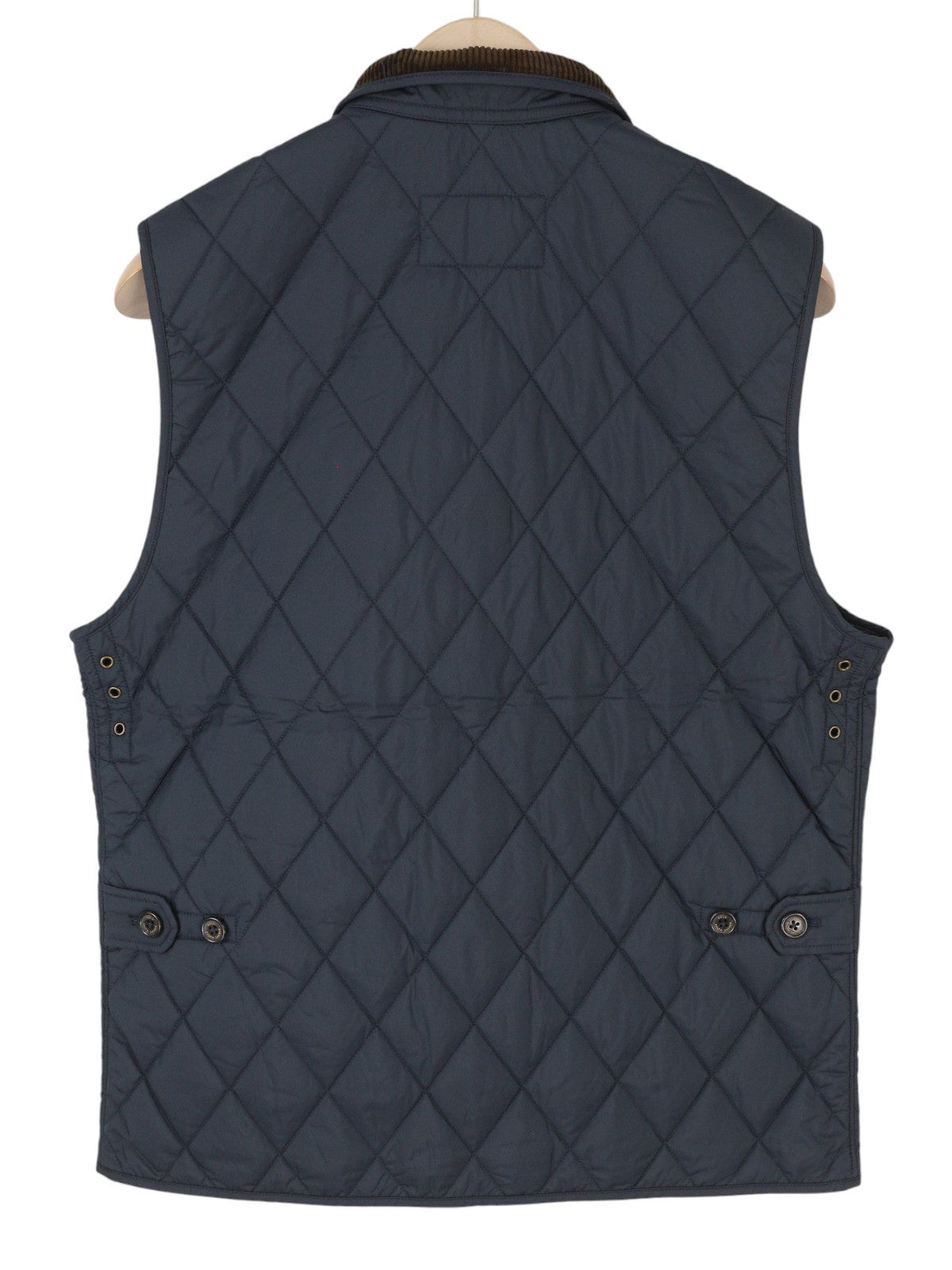 RALPH LAUREN Beaton Men Waistcoat S Blue Corduroy Trimmed Quilted Logo RRP310