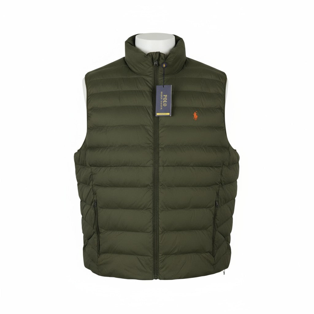 RALPH LAUREN Terra Men Waistcoat 2XL Green Performance Quilted Padded Zip RRP439