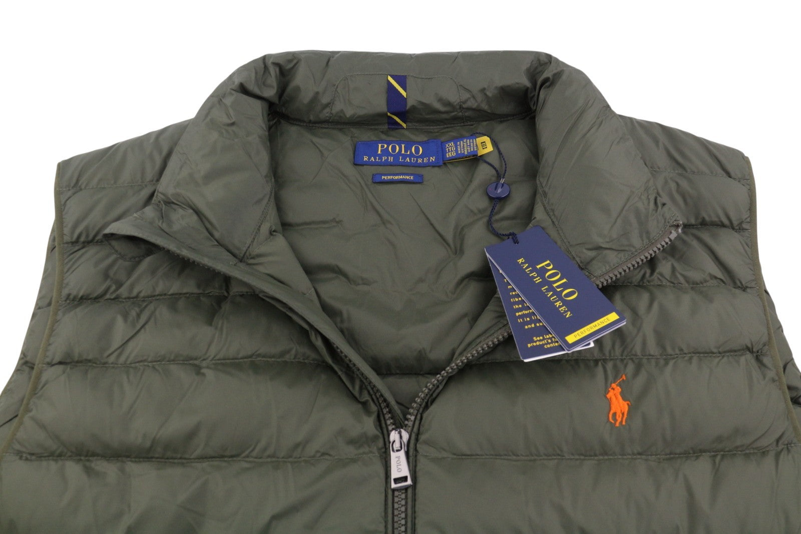 RALPH LAUREN Terra Men Waistcoat 2XL Green Performance Quilted Padded Zip RRP439