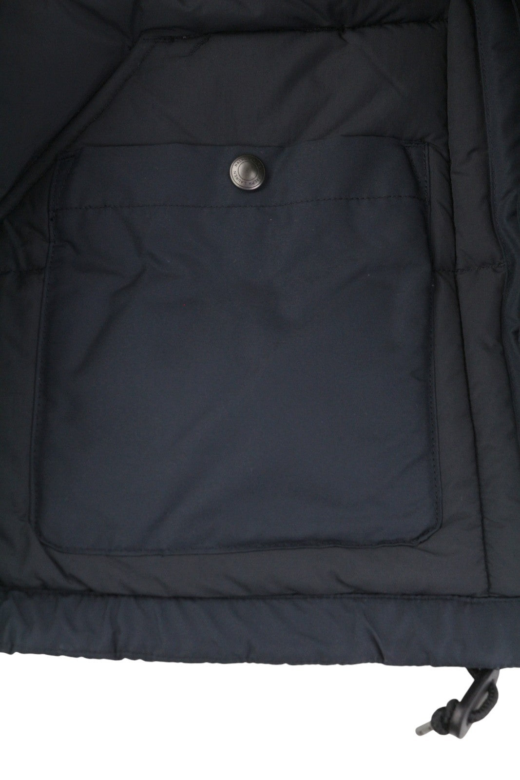 RALPH LAUREN Elmwood Men Waistcoat M Black Duck Down Filled Quilted Hooded Zip