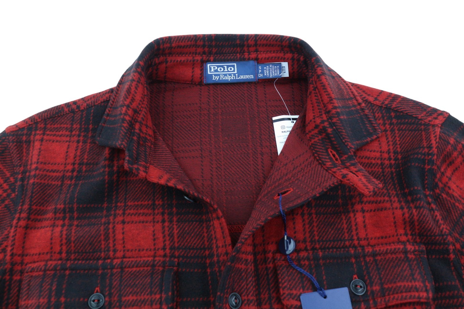 RALPH LAUREN Men Shirt S Red Flannel Stretch Plaid Soft Button-Up Spread Casual