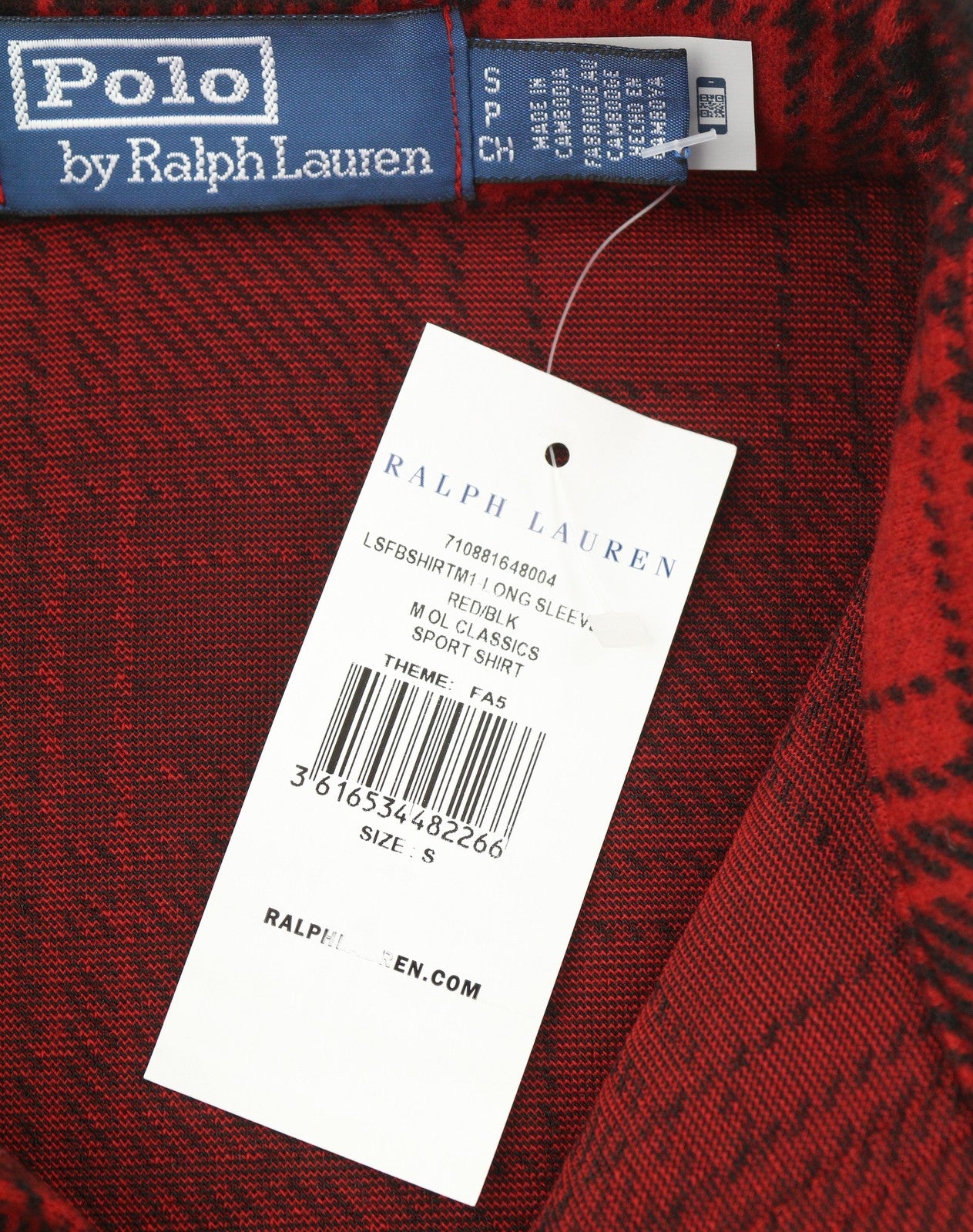 RALPH LAUREN Men Shirt S Red Flannel Stretch Plaid Soft Button-Up Spread Casual