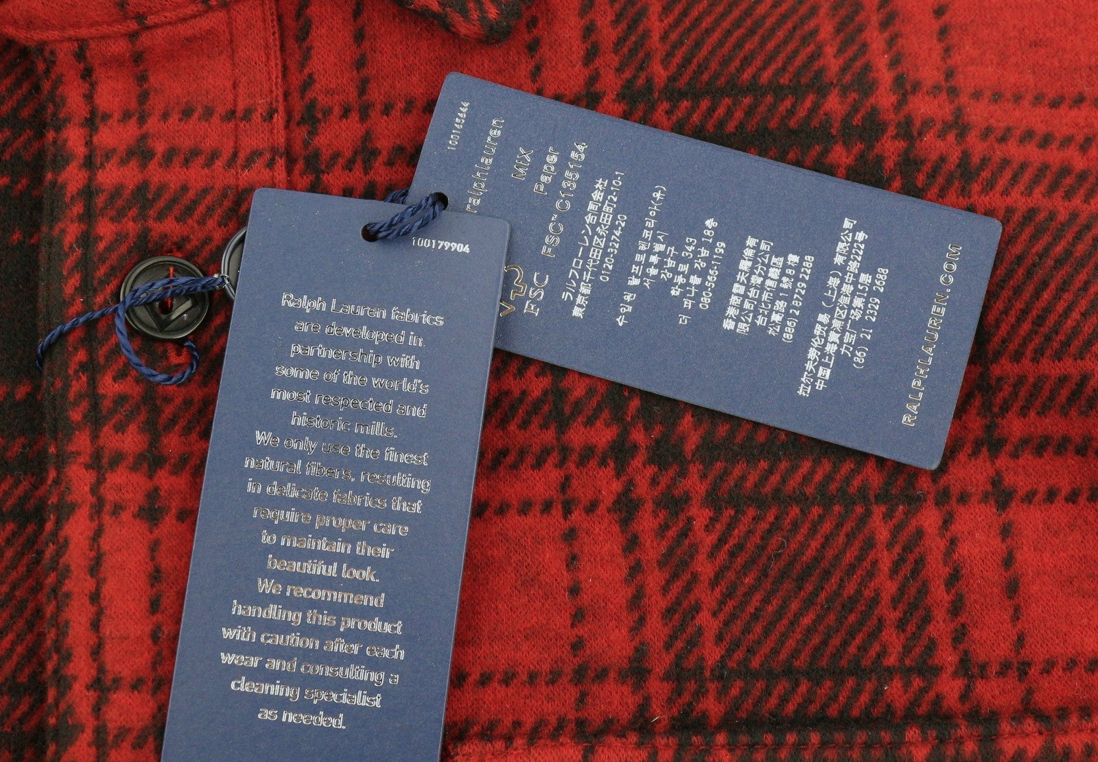 RALPH LAUREN Men Shirt S Red Flannel Stretch Plaid Soft Button-Up Spread Casual