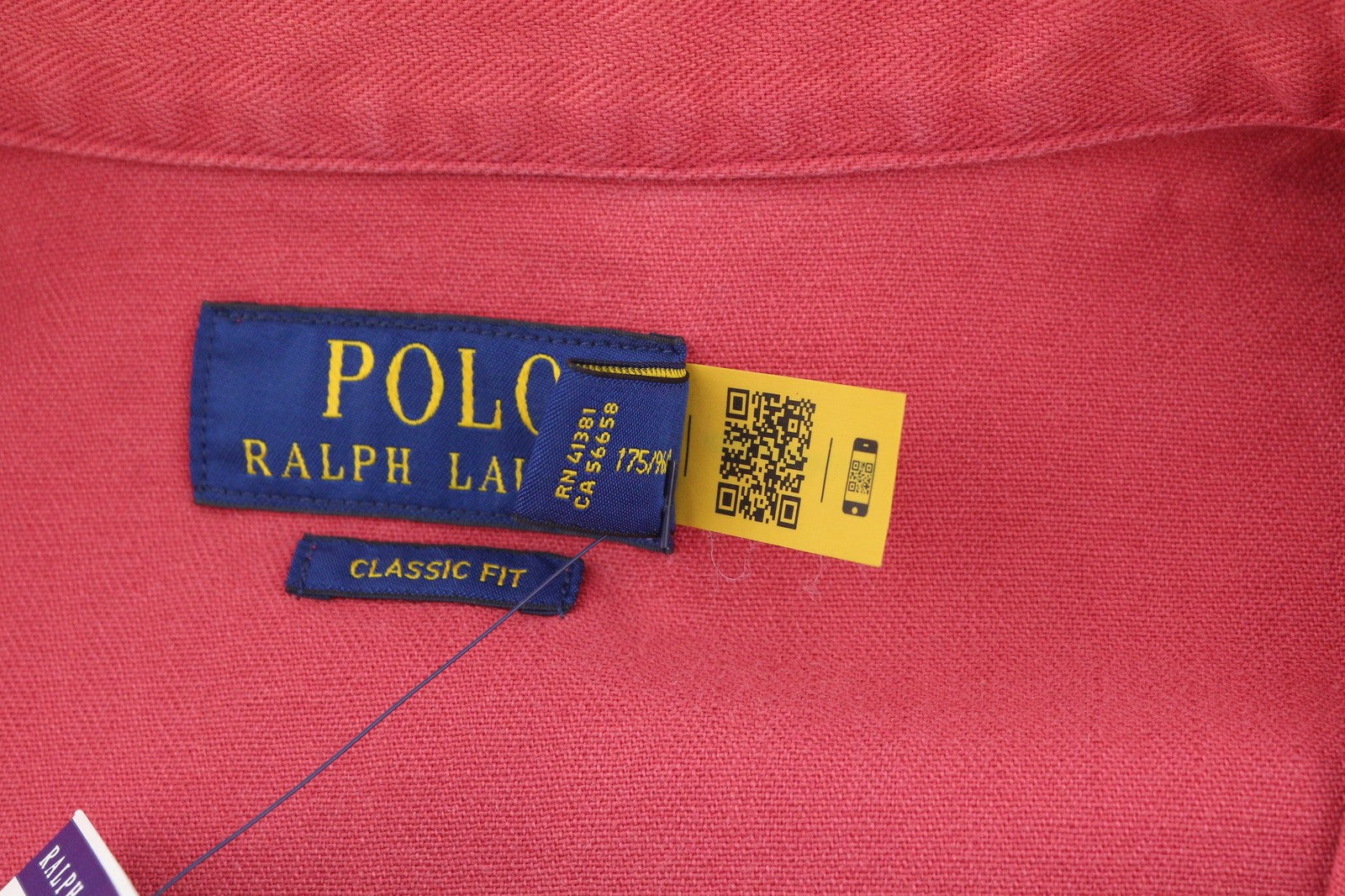 RALPH LAUREN Men Shirt M Red Faded Classic Fit Spread Button-Up Pockets Casual
