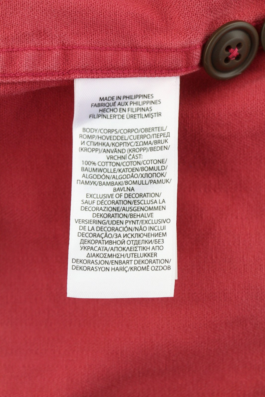 RALPH LAUREN Men Shirt M Red Faded Classic Fit Spread Button-Up Pockets Casual