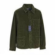 RALPH LAUREN Men Shirt M Green Corduroy Button-Up Patch Pockets Logo Overshirt