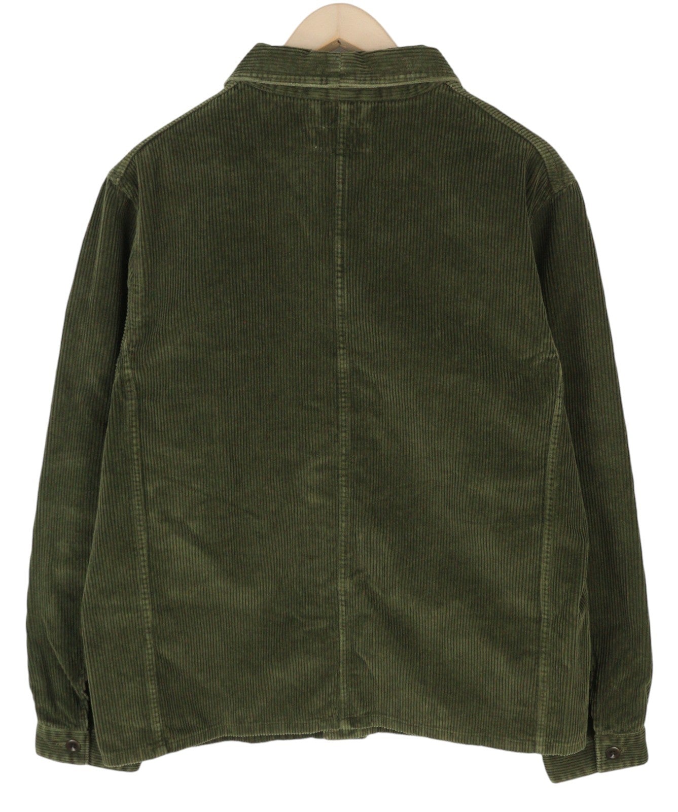 RALPH LAUREN Men Shirt M Green Corduroy Button-Up Patch Pockets Logo Overshirt