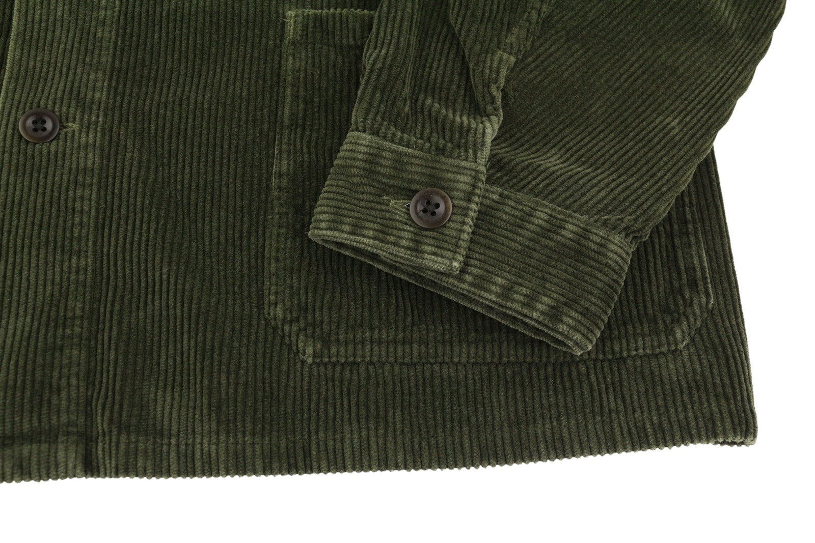 RALPH LAUREN Men Shirt M Green Corduroy Button-Up Patch Pockets Logo Overshirt