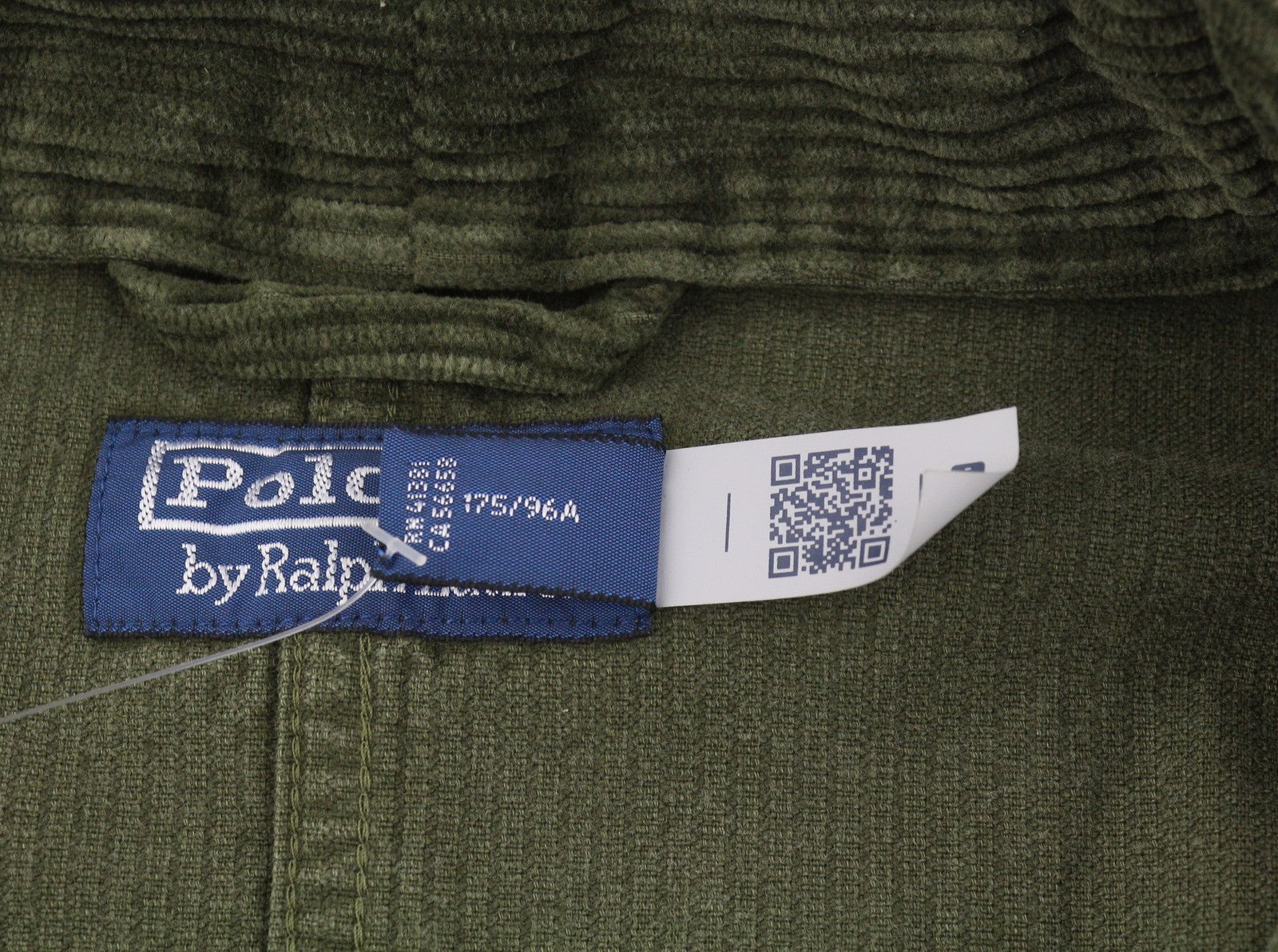 RALPH LAUREN Men Shirt M Green Corduroy Button-Up Patch Pockets Logo Overshirt