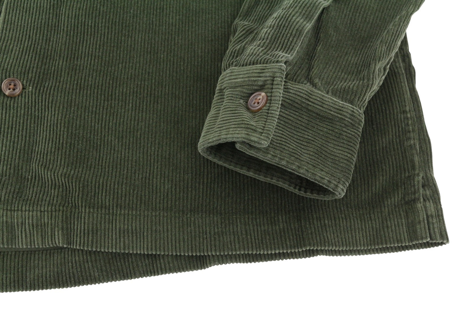 RALPH LAUREN Men Shirt M Green Corduroy Classic Fit Patch Pockets Logo Casual