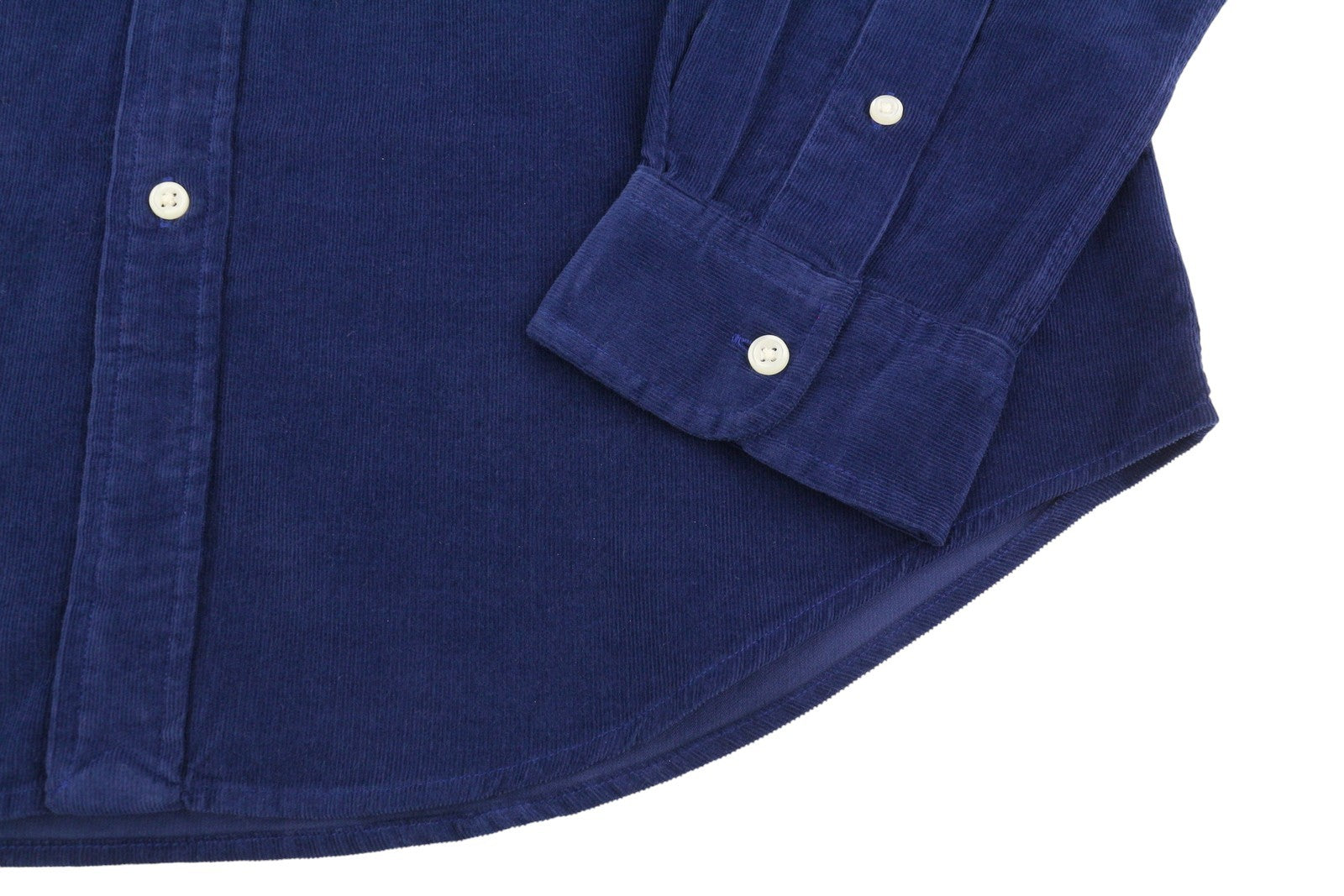 RALPH LAUREN Men Shirt L Blue Corduroy Custom Fit Button Down Neck Logo RRP169