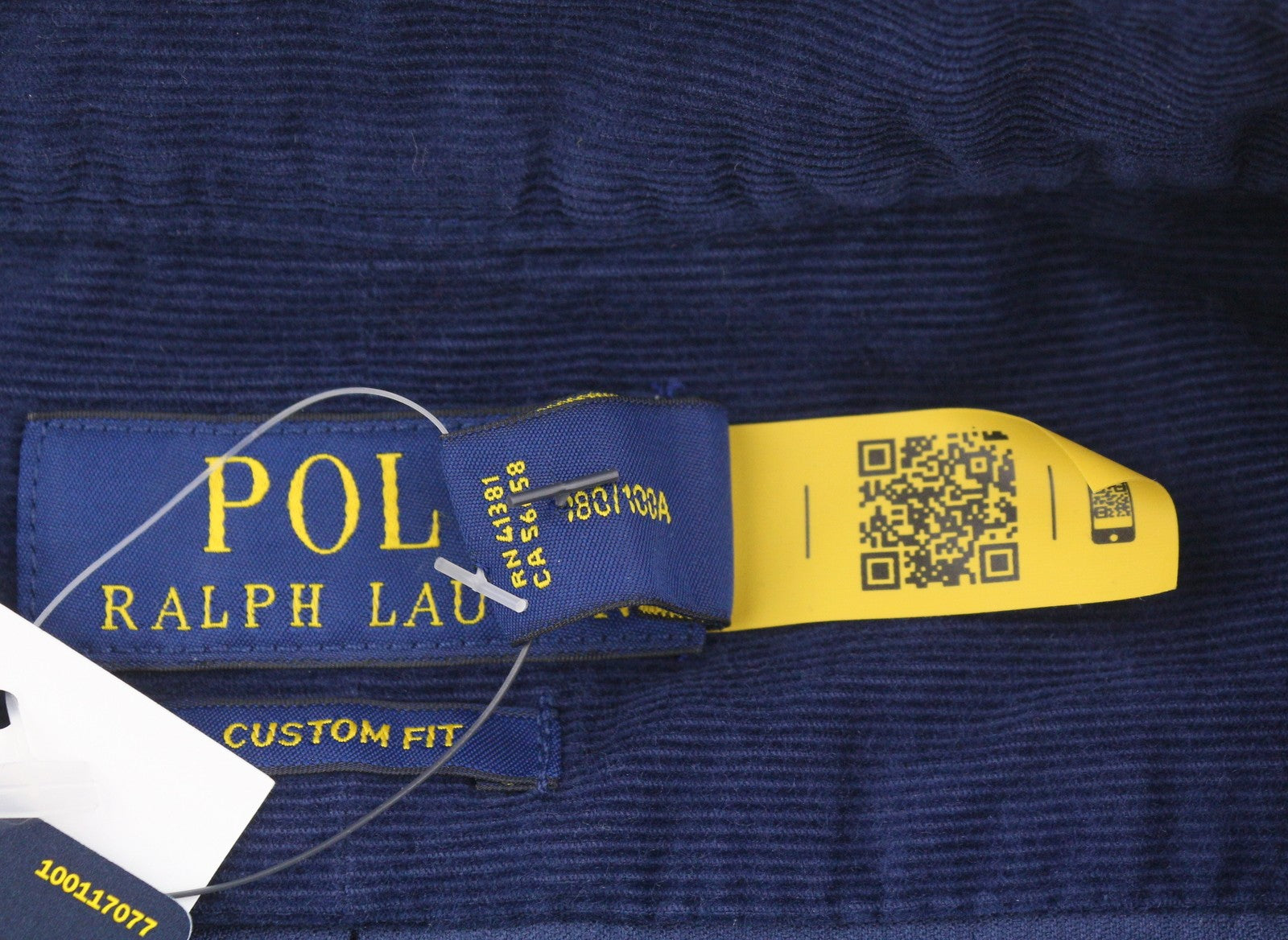 RALPH LAUREN Men Shirt L Blue Corduroy Custom Fit Button Down Neck Logo RRP169
