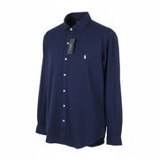 RALPH LAUREN Men Shirt M Dark Blue Cutaway Button-Up Embroidered Logo RRP160