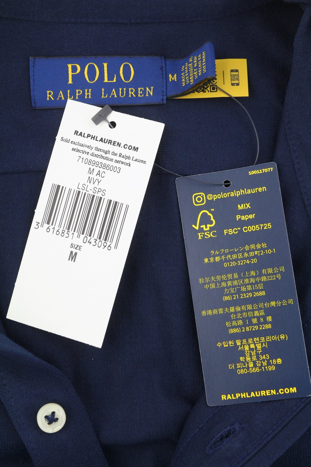 RALPH LAUREN Men Shirt M Dark Blue Cutaway Button-Up Embroidered Logo RRP160