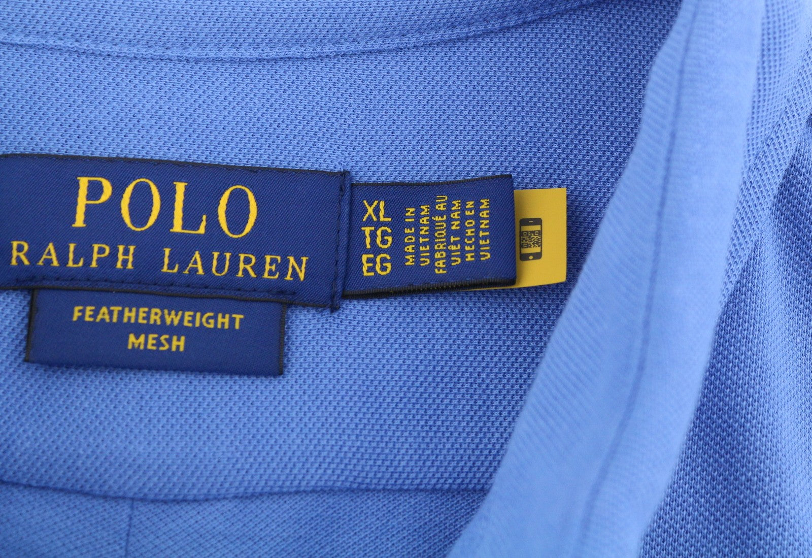 RALPH LAUREN Men Shirt XL Blue Featherweight Mesh Button-Down Neck Logo Casual