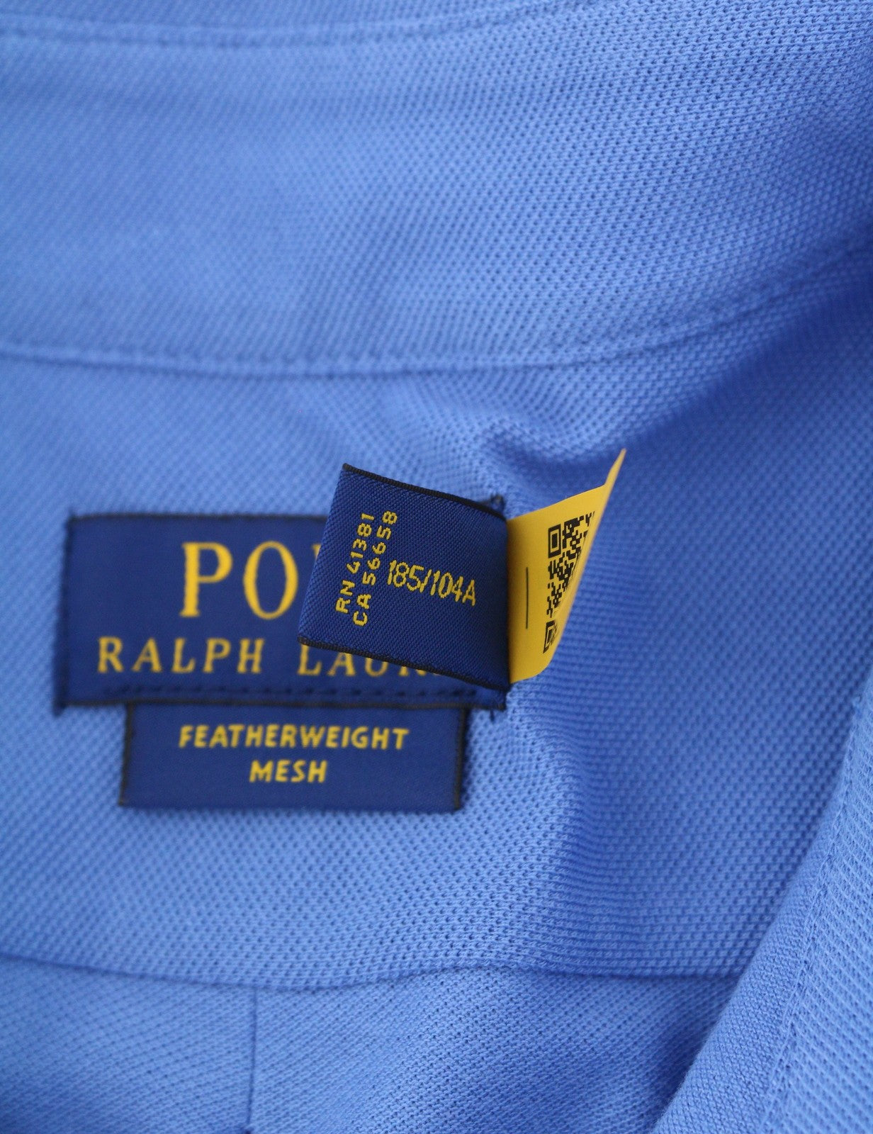 RALPH LAUREN Men Shirt XL Blue Featherweight Mesh Button-Down Neck Logo Casual