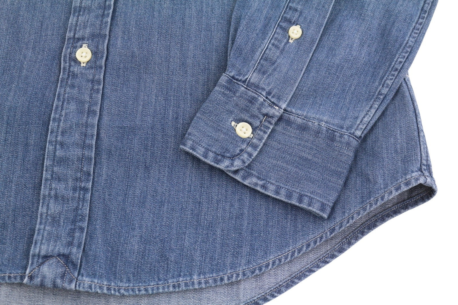 RALPH LAUREN Core Replen Men Shirt S Blue Denim Button Down Neck Slim RRP159