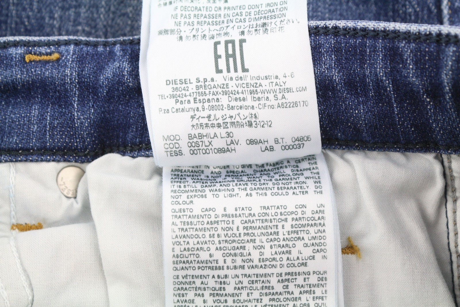 DIESEL Babhila 089AH Women Trousers W29/L30 Blue Faded Slim Skinny Fit Stretch