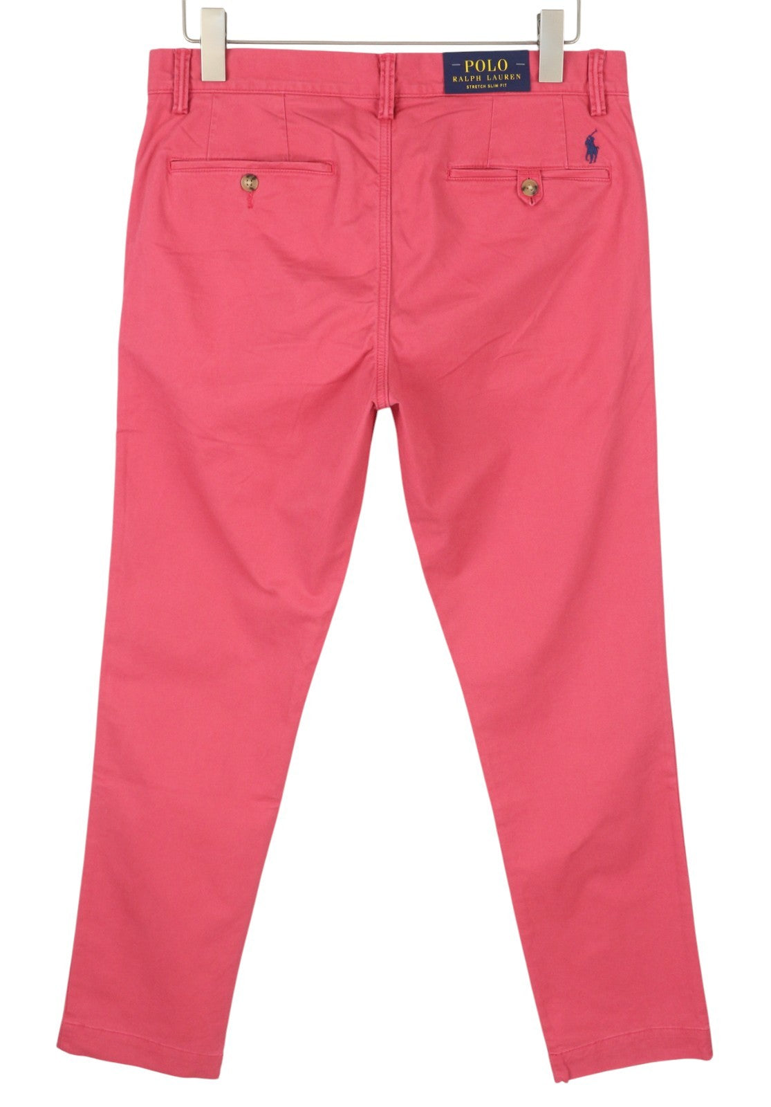 RALPH LAUREN Men Trousers W32/L32 Pink Chino Slim Stretch Zip Fly Logo RRP179
