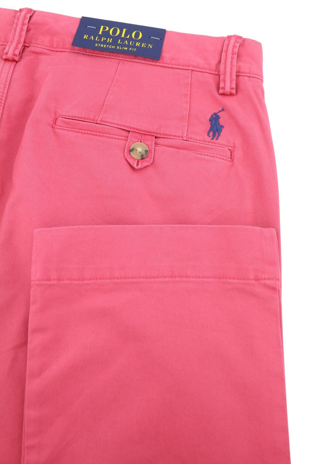 RALPH LAUREN Men Trousers W32/L32 Pink Chino Slim Stretch Zip Fly Logo RRP179