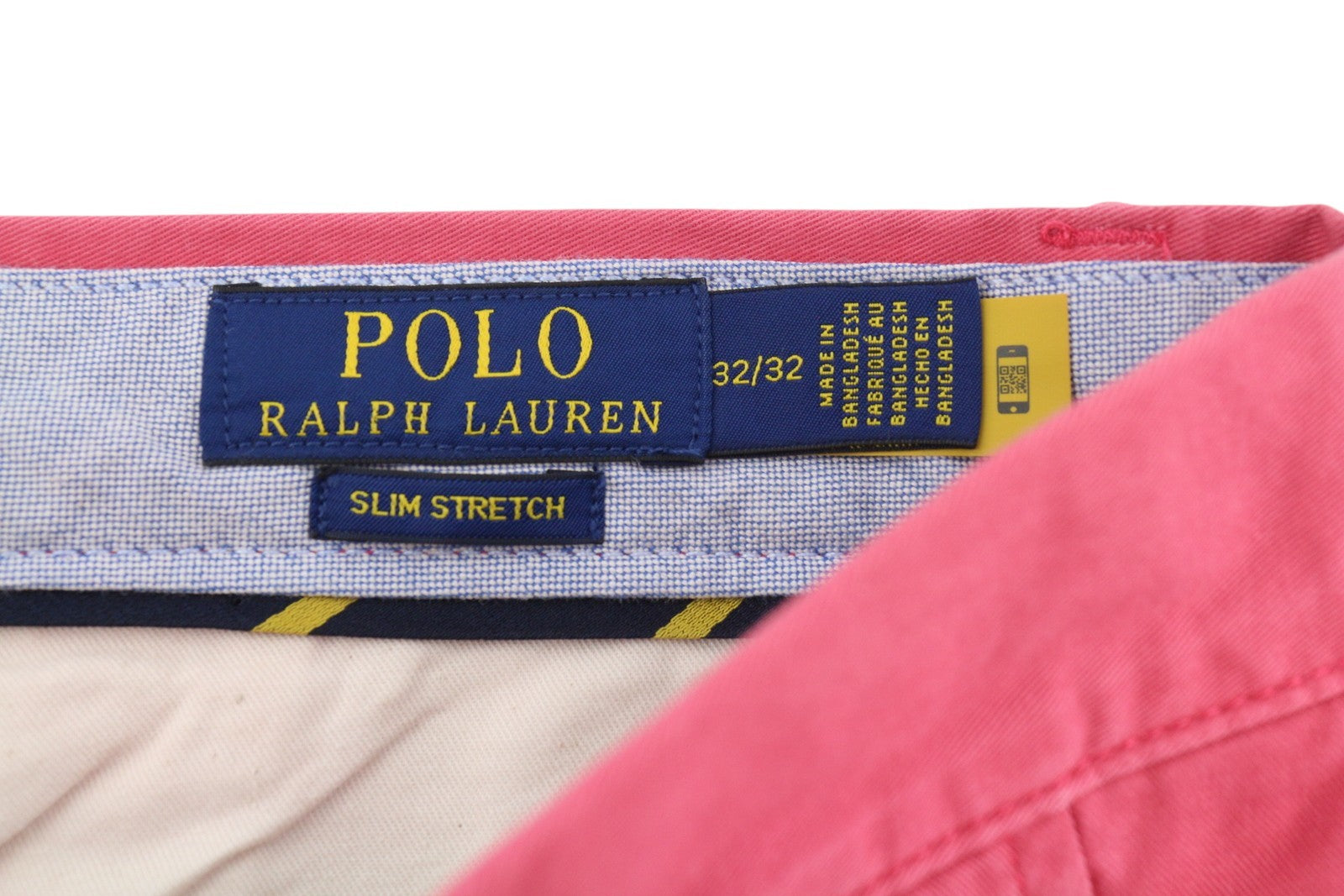 RALPH LAUREN Men Trousers W32/L32 Pink Chino Slim Stretch Zip Fly Logo RRP179