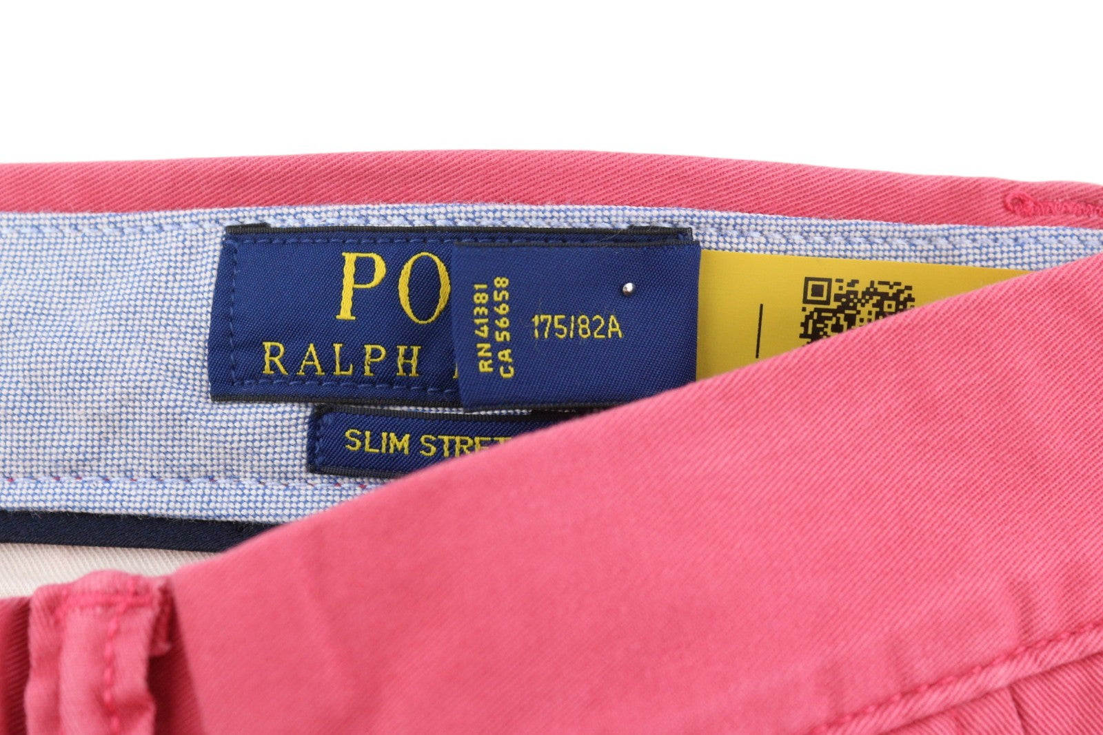 RALPH LAUREN Men Trousers W32/L32 Pink Chino Slim Stretch Zip Fly Logo RRP179
