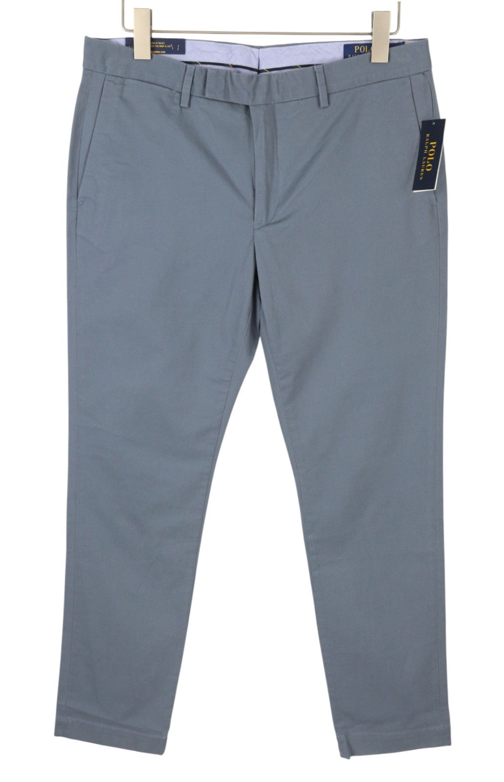 RALPH LAUREN Men Trousers W33/L32 Blue Chino Slim Stretch Zip Fly Logo RRP179