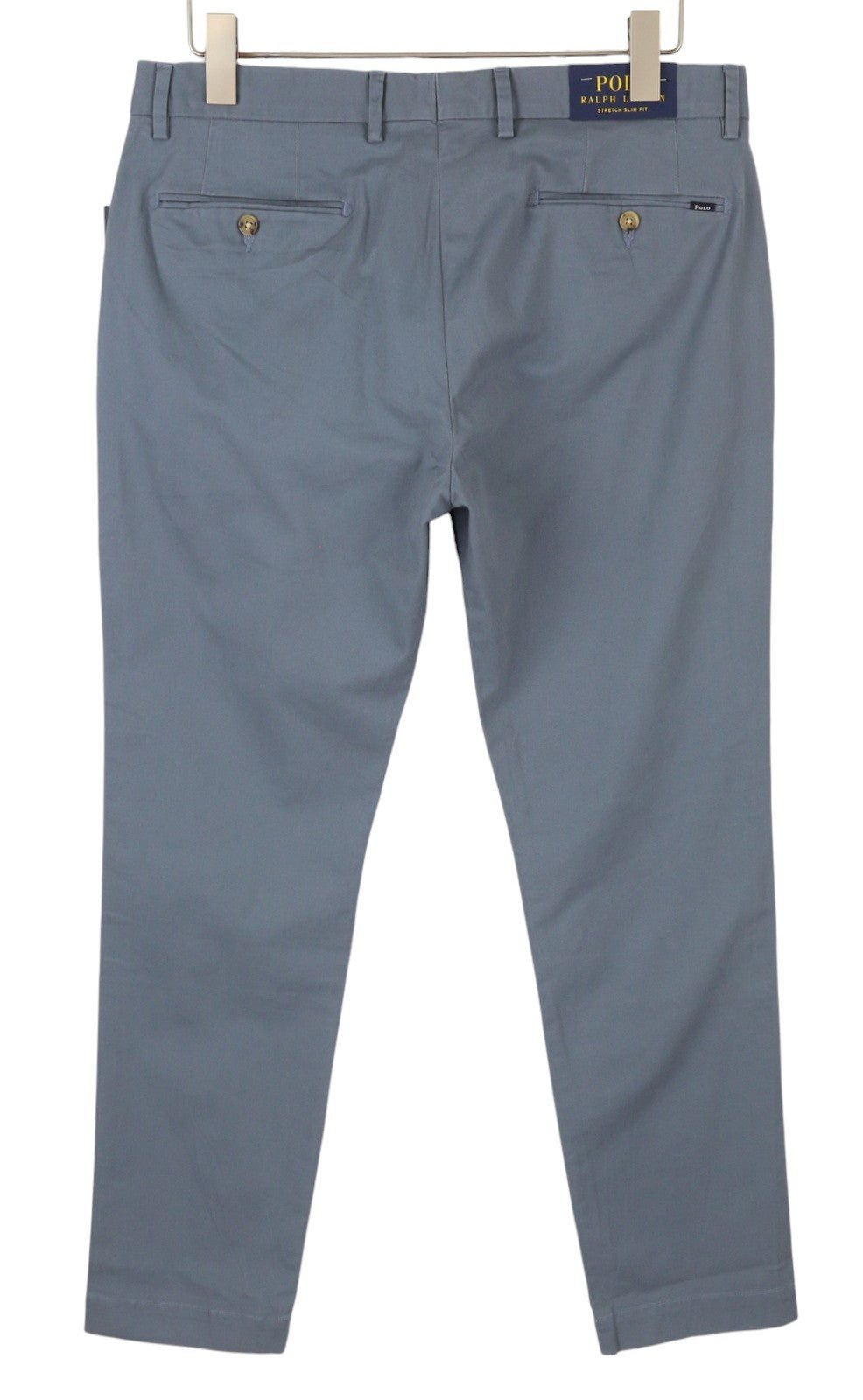 RALPH LAUREN Men Trousers W33/L32 Blue Chino Slim Stretch Zip Fly Logo RRP179