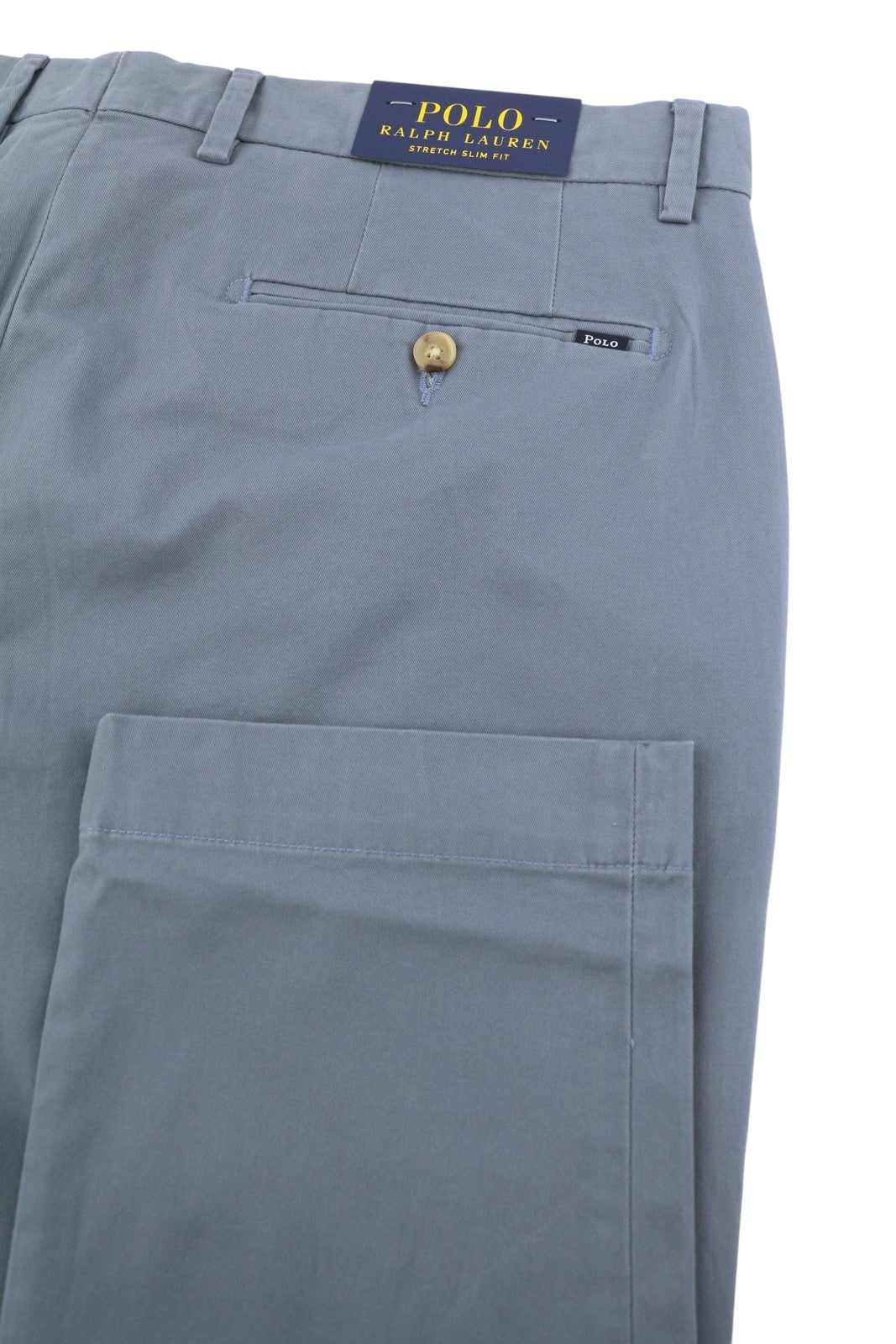 RALPH LAUREN Men Trousers W33/L32 Blue Chino Slim Stretch Zip Fly Logo RRP179