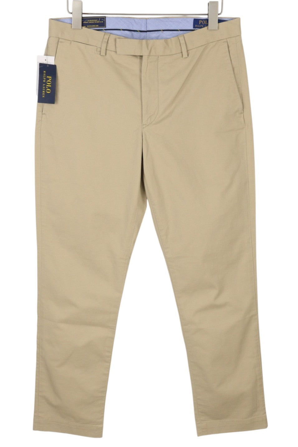 RALPH LAUREN Men Trousers W33/L32 Beige Chino Stretch Straight Fit Zip RRP179
