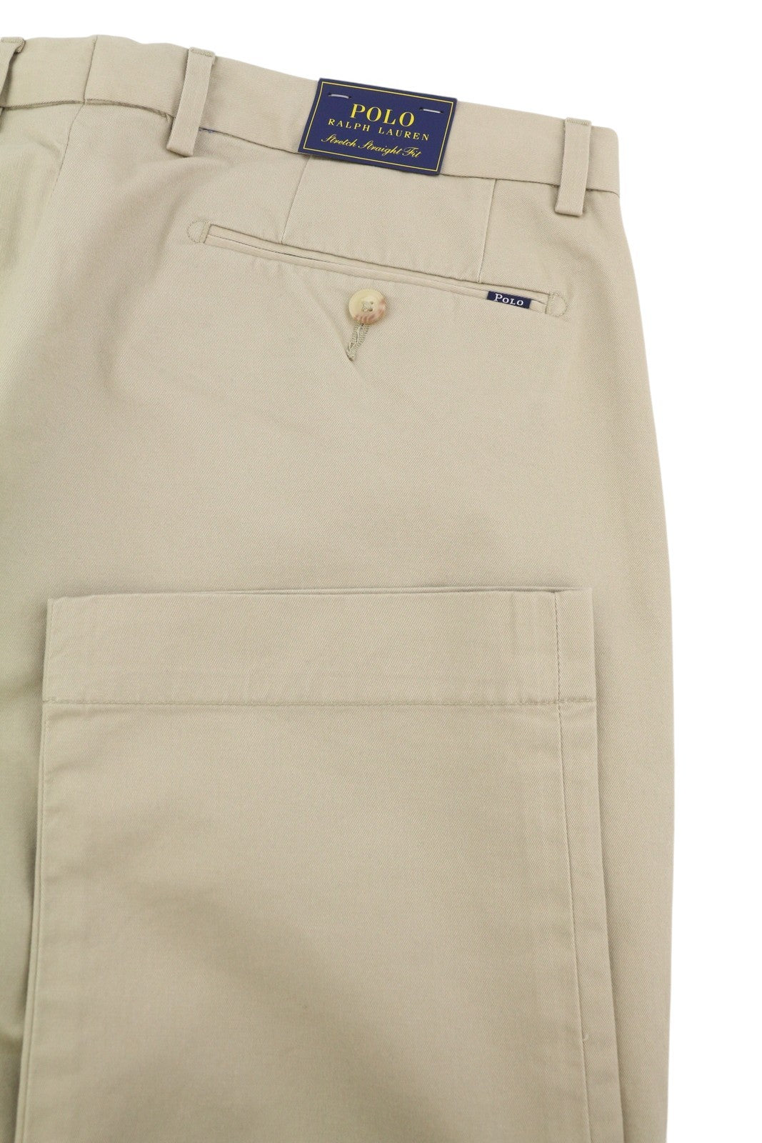 RALPH LAUREN Men Trousers W33/L32 Beige Chino Stretch Straight Fit Zip RRP179