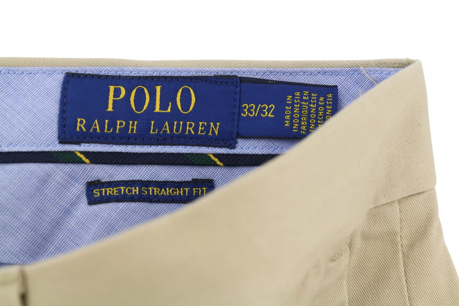 RALPH LAUREN Men Trousers W33/L32 Beige Chino Stretch Straight Fit Zip RRP179