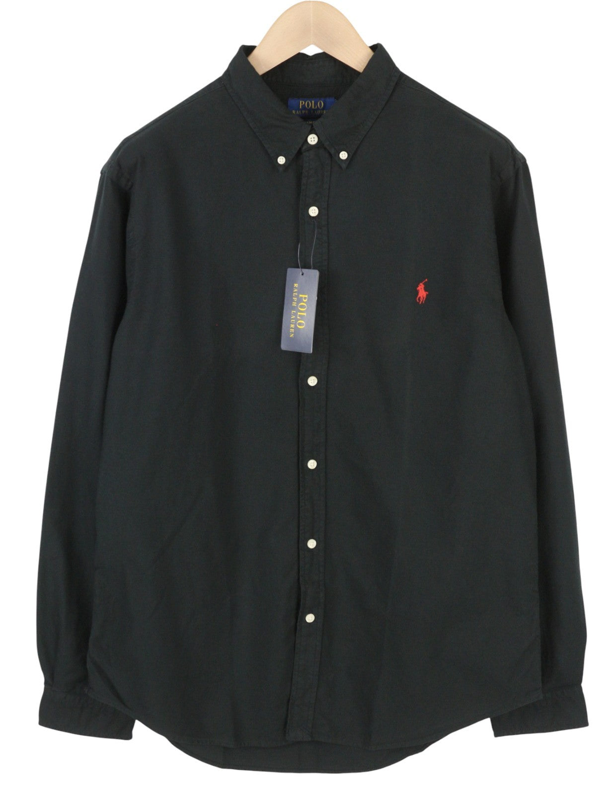 RALPH LAUREN Core Replen Men Shirt XL Black Button-Down Neck Slim Fit RRP159