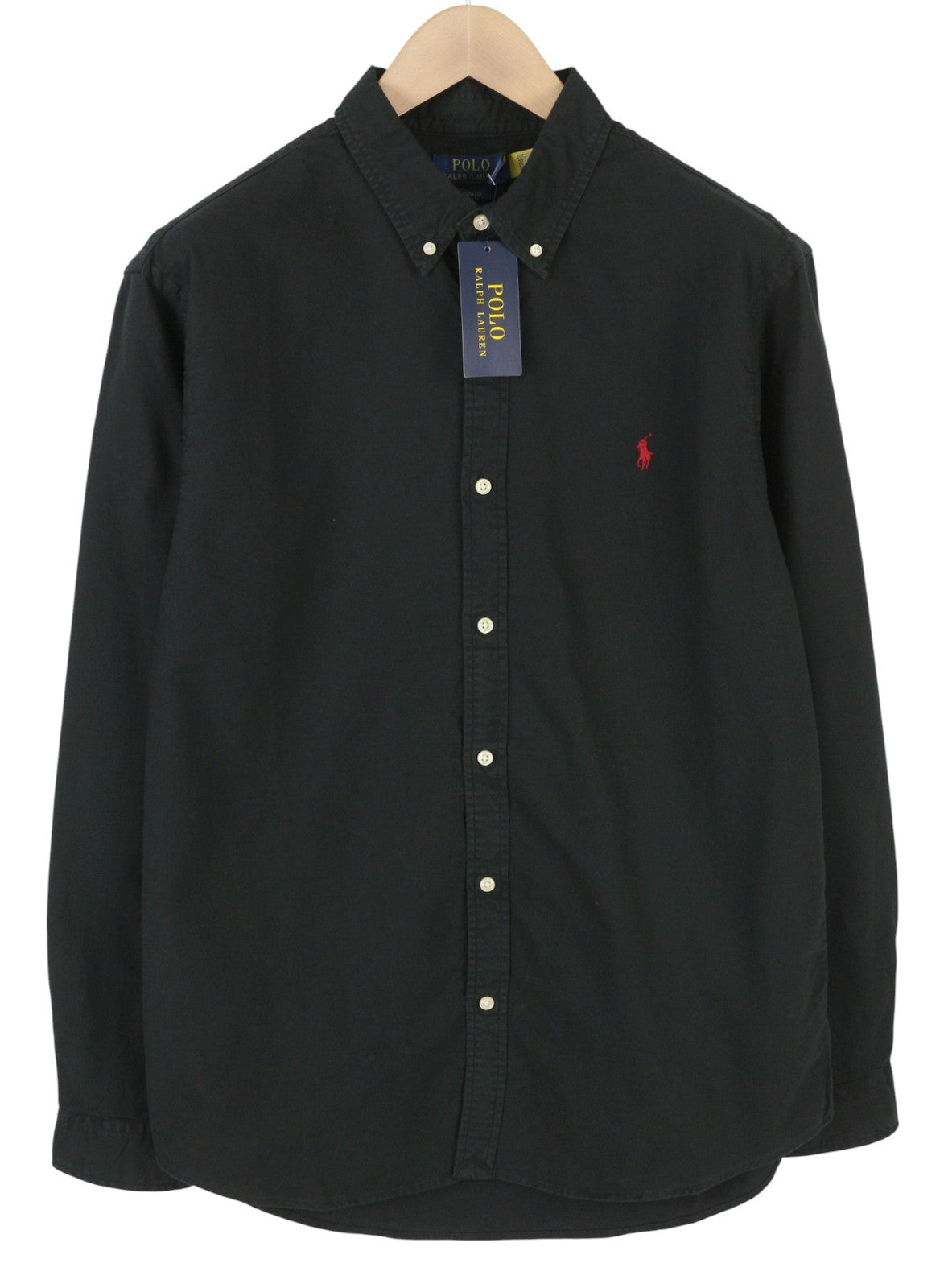 RALPH LAUREN Core Replen Men Shirt XL Black Button-Down Neck Slim Fit RRP159