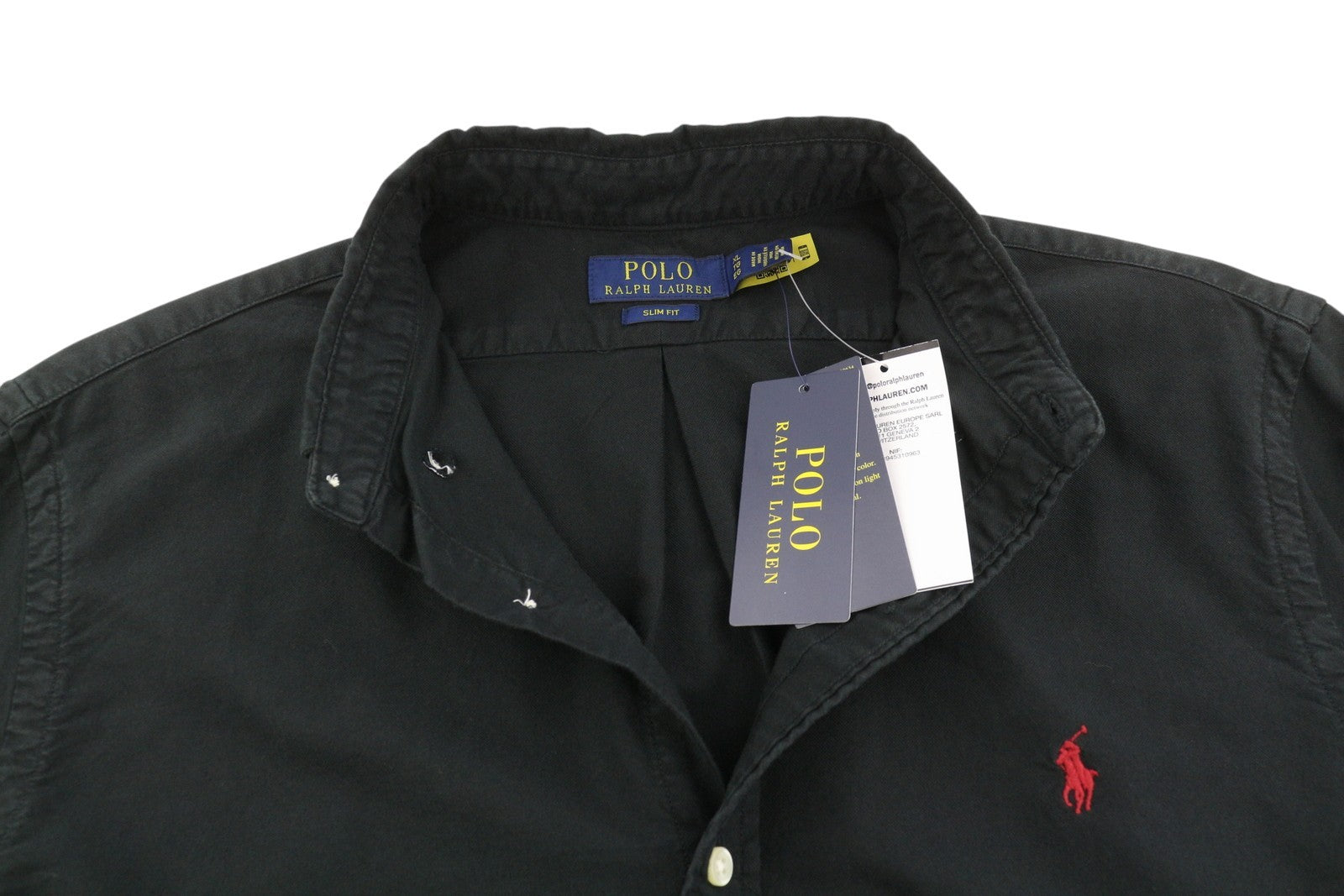 RALPH LAUREN Core Replen Men Shirt XL Black Button-Down Neck Slim Fit RRP159