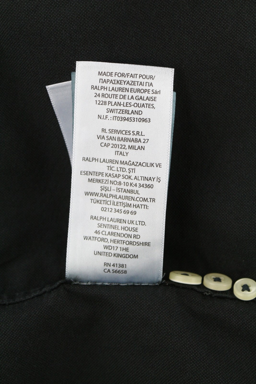 RALPH LAUREN Core Replen Men Shirt 2XL Black Button- Down Neck Custom Fit RRP149