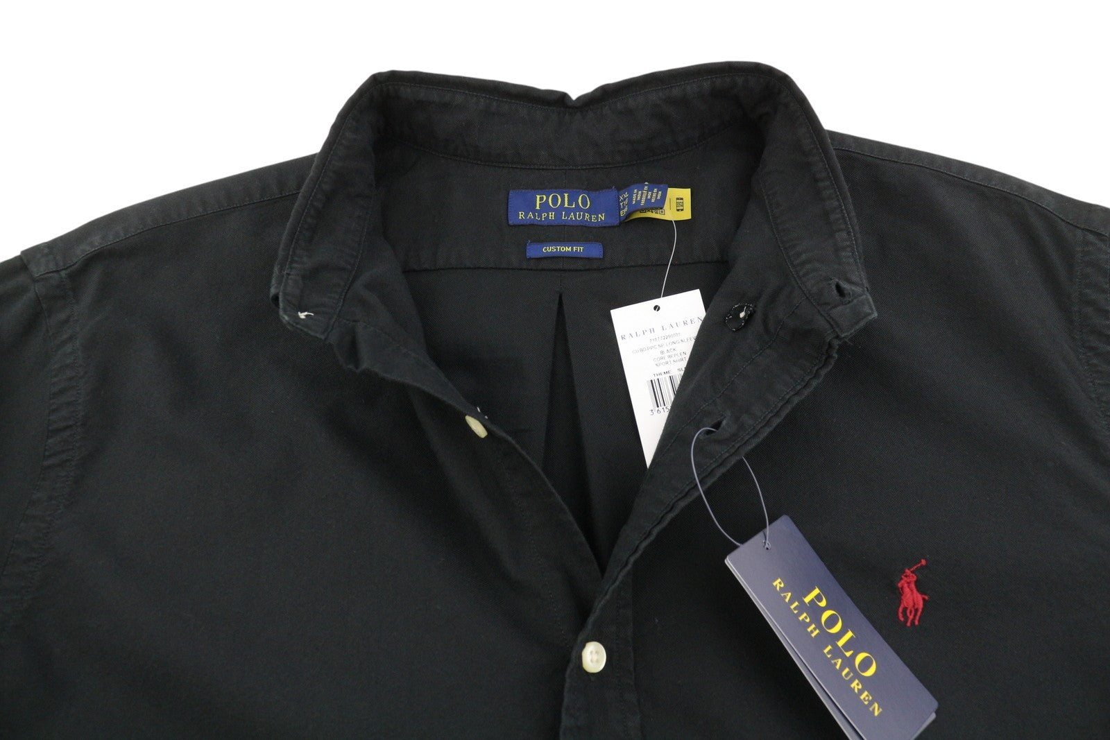 RALPH LAUREN Core Replen Men Shirt 2XL Black Button- Down Neck Custom Fit RRP149