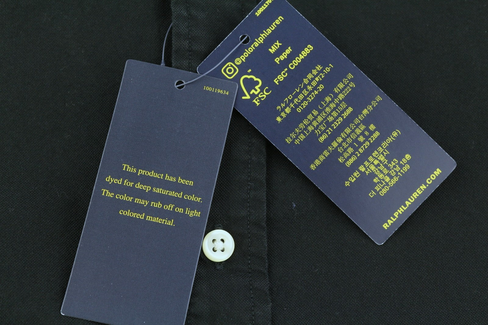 RALPH LAUREN Core Replen Men Shirt 2XL Black Button- Down Neck Custom Fit RRP149