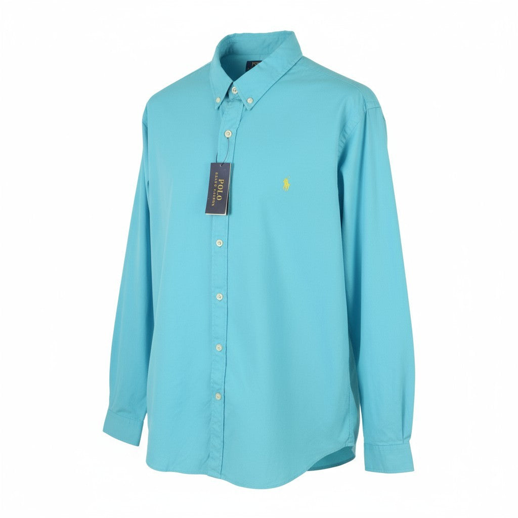 RALPH LAUREN Men Shirt 2XL Blue Slim Fit Feather Weight Twill Button-Down RRP150