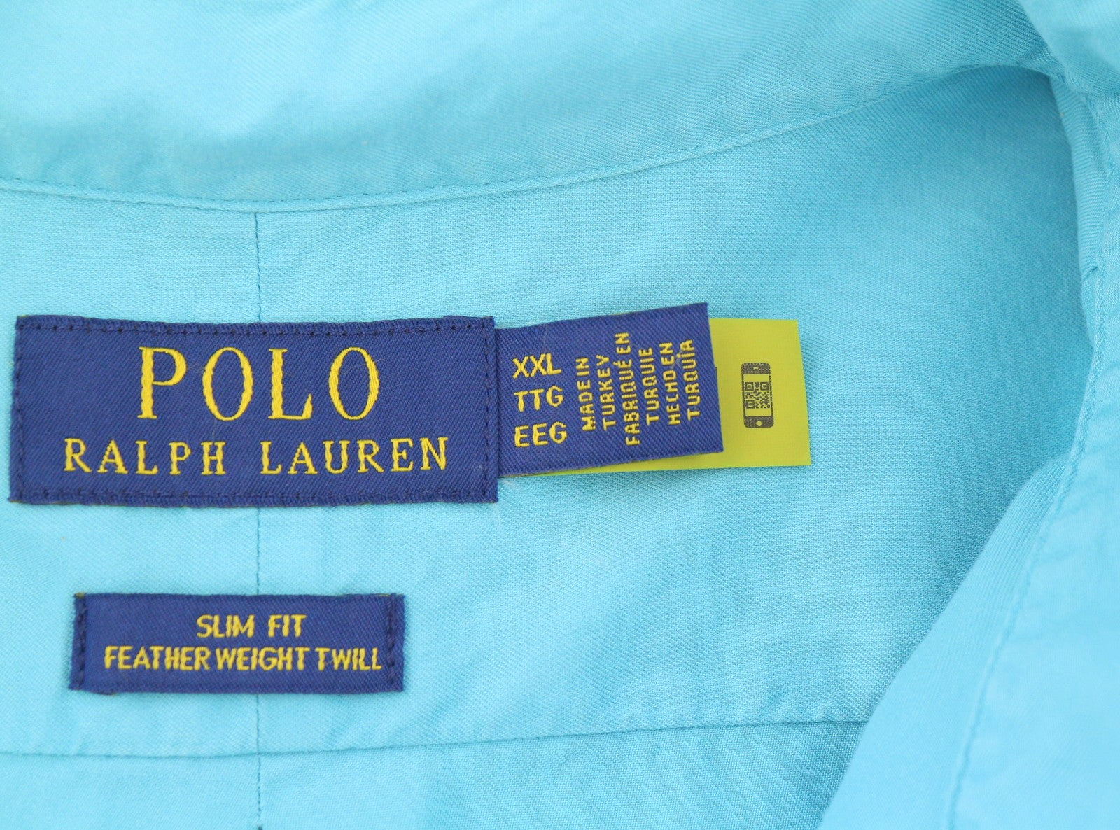 RALPH LAUREN Men Shirt 2XL Blue Slim Fit Feather Weight Twill Button-Down RRP150