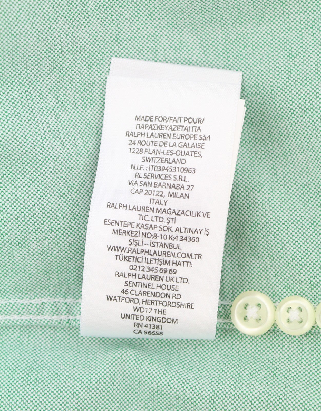 RALPH LAUREN Men Shirt L Green Button-Down Neck Custom Fit Logo Casual RRP169