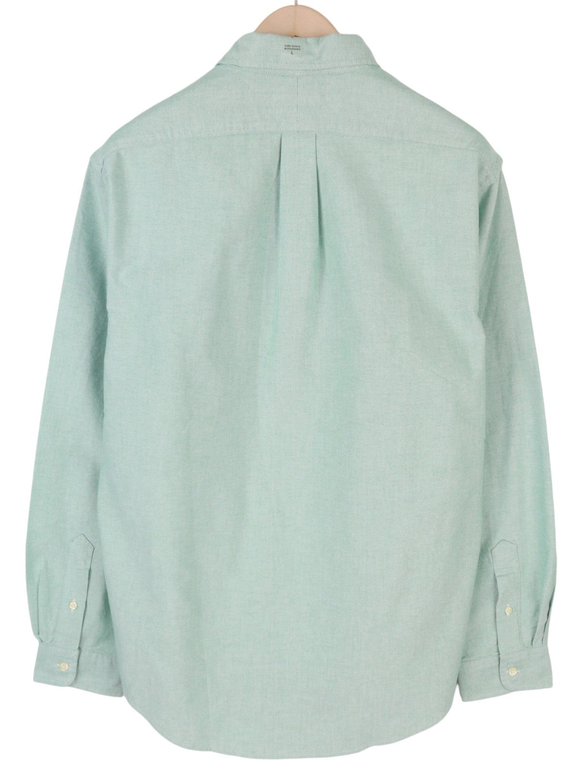 RALPH LAUREN Men Shirt L Green Button-Down Neck Custom Fit Logo Casual RRP169