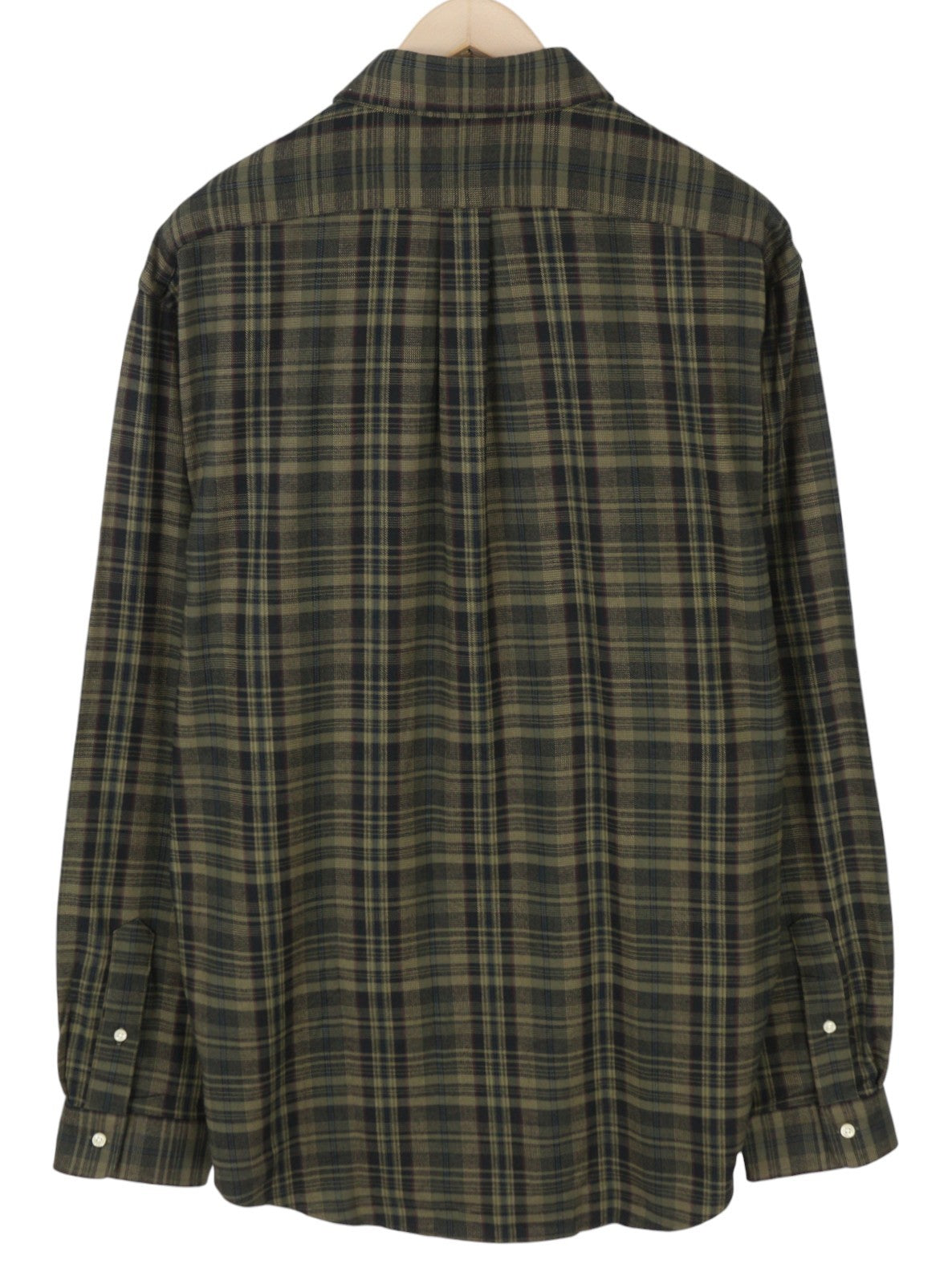 RALPH LAUREN Men Shirt XL Green Flannel Plaid Custom Fit Performance Button-Down