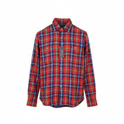 RALPH LAUREN Men Shirt M Red Plaid Classic Fit Spread Neck Button-Up Logo Thick