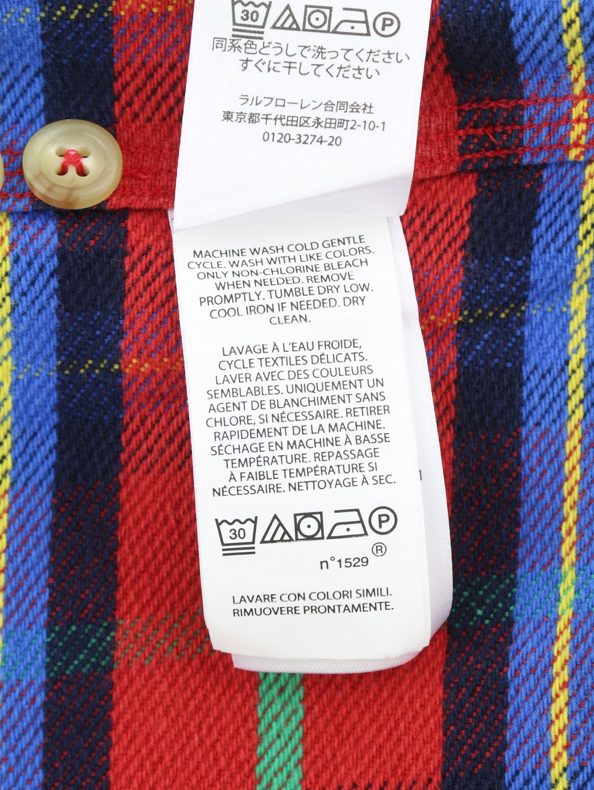 RALPH LAUREN Men Shirt M Red Plaid Classic Fit Spread Neck Button-Up Logo Thick