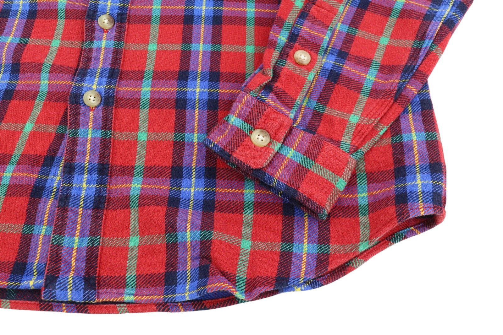 RALPH LAUREN Men Shirt M Red Plaid Classic Fit Spread Neck Button-Up Logo Thick