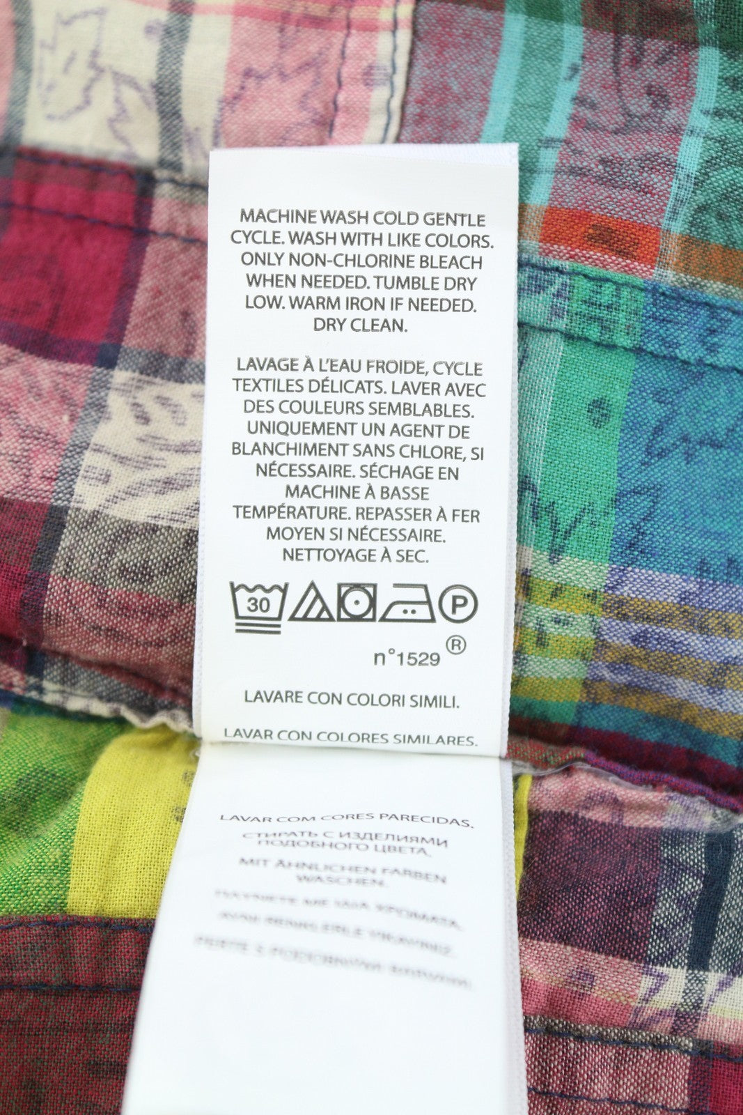 RALPH LAUREN Men Shirt M Colourful Patches Classic Fit Button-Up Spread Casual