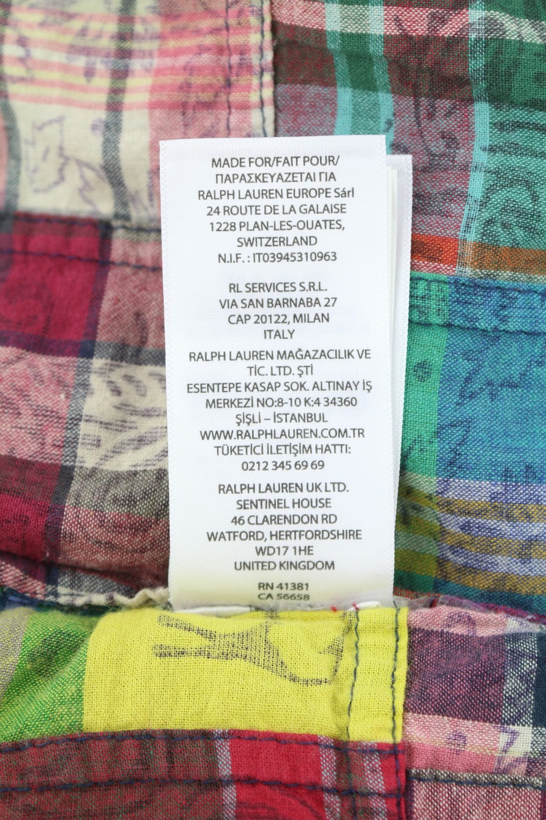 RALPH LAUREN Men Shirt M Colourful Patches Classic Fit Button-Up Spread Casual